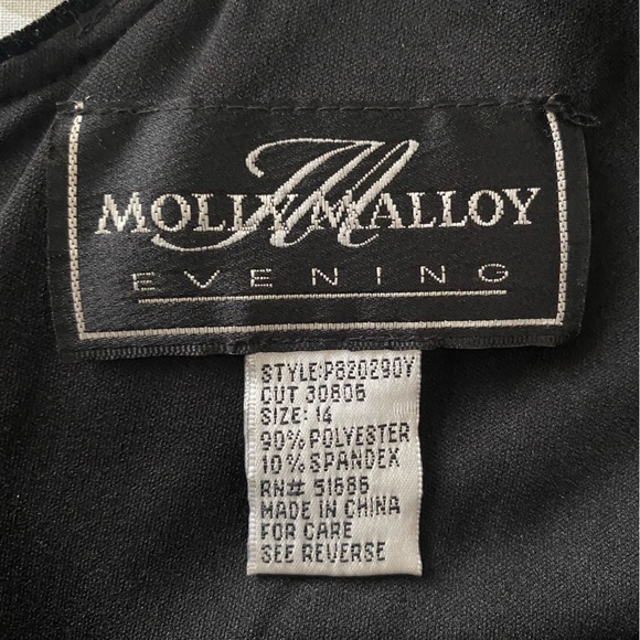 Vintage Black Velvet 90s Dress with Strappy Back Rhinestones Mini Embroidered 14 - Picture 4 of 5